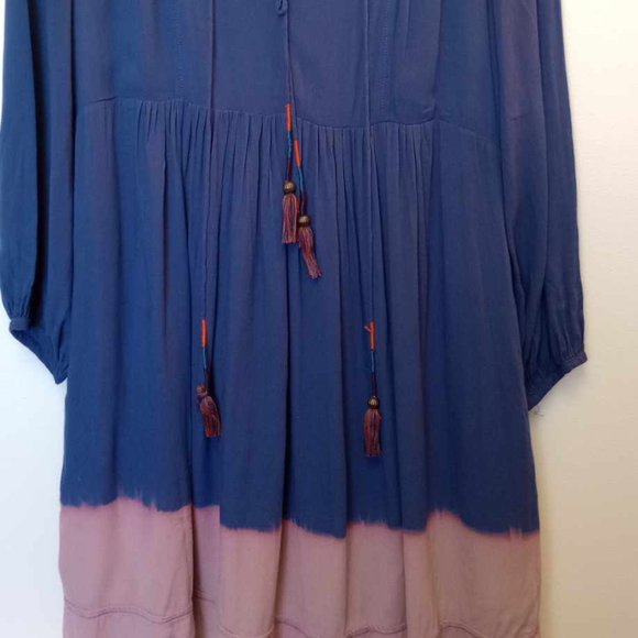 Anthropologie Holding Horses blue and pink dip dye dress size 4 Pullover peasant - Picture 6 of 6